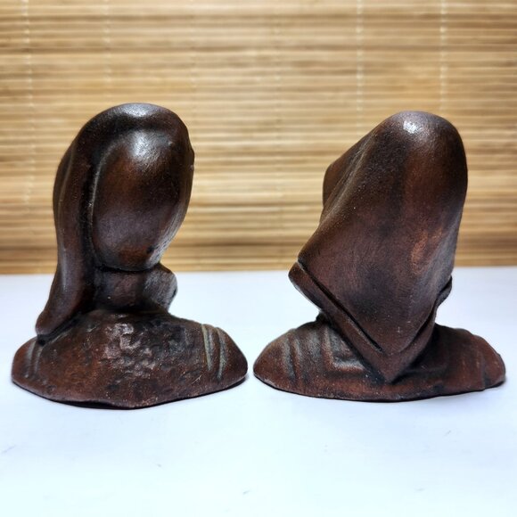 Renaissance Vincenzo Farci Italy Man and Woman Ceramic Bust Heads Pair - Picture 6 of 12